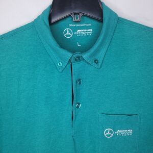 Mercedes Benz Polo Shirt Mens Large Green AMG Petronas